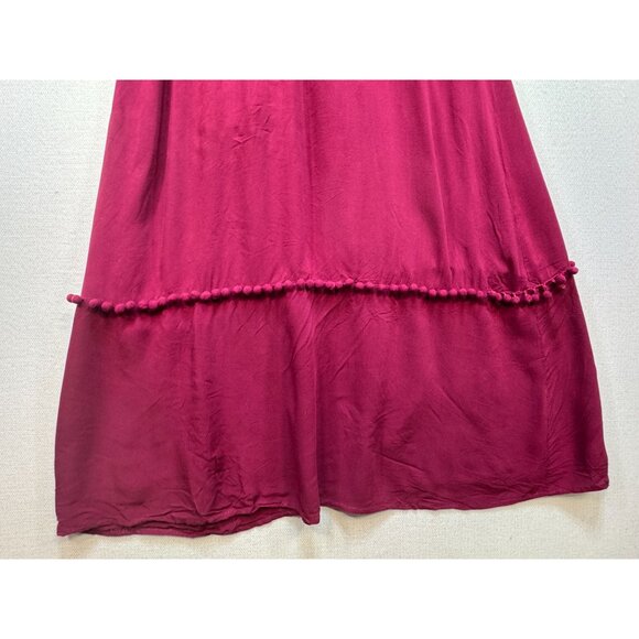 Andree By Unit Womens Embroidered Long Sleeves Maxi Dress Size L Burgundy Boho - Picture 14 of 16